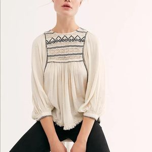 Free People Cyprus Ave embroidered top blouse Large NWT